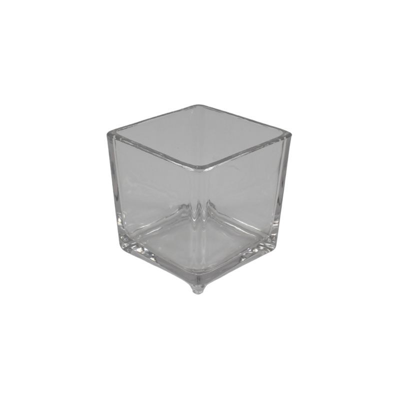 FLORERO DE VIDRIO CUBO