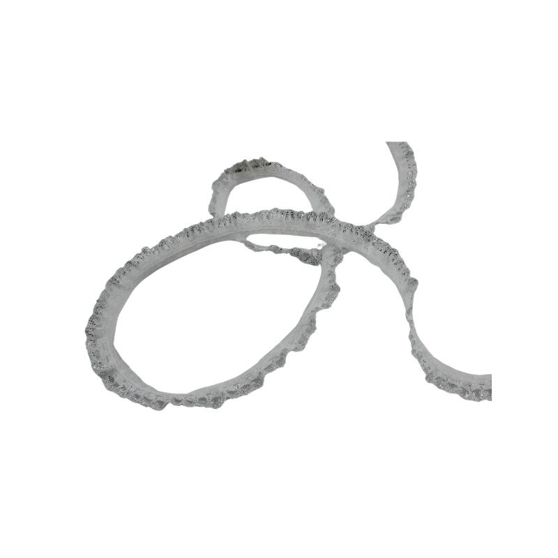 ENCAJE PLIZADO 1CM BLANCO/PLATA