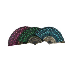ABANICO DE PLÁSTICO NEGRO CON LENTEJUELAS
