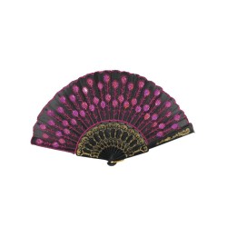 ABANICO DE PLÁSTICO NEGRO CON LENTEJUELAS