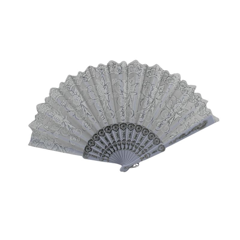 ABANICO DE PLÁSTICO BLANCO/PLATA