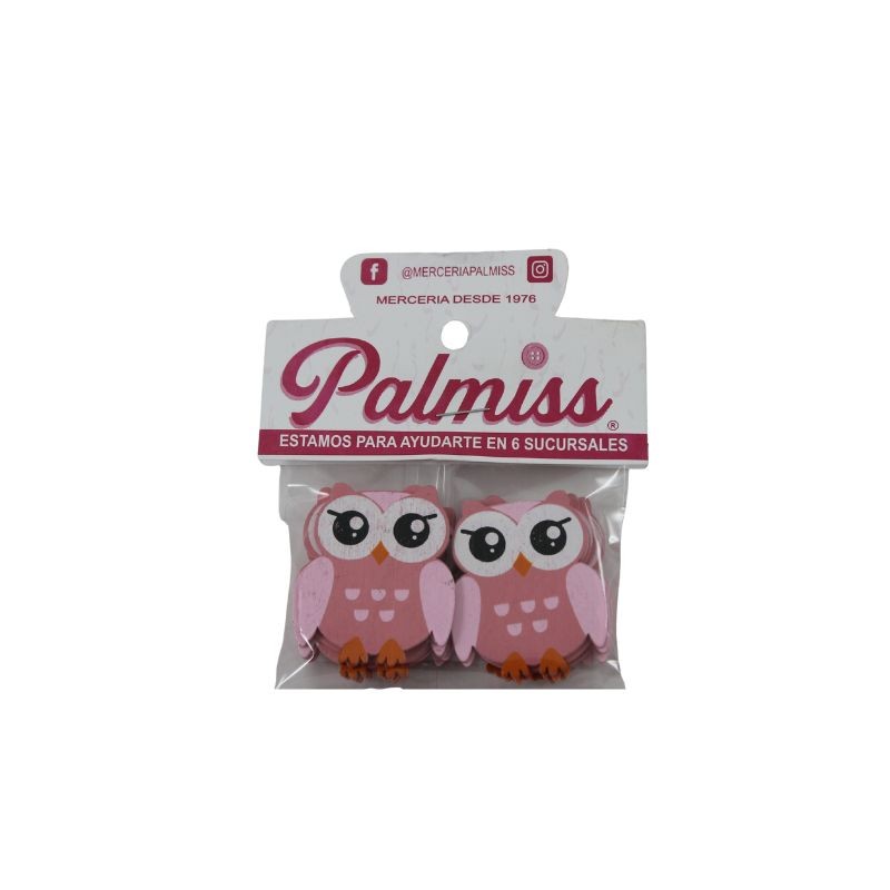 BUHOS DE MADERA CHICO ROSA