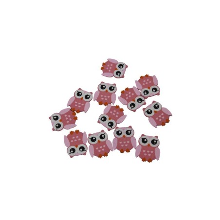 BUHOS DE MADERA CHICO ROSA