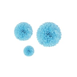 POM POM DE PAPEL AZUL