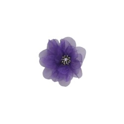 FLOR ORGANZA MORADO CON CENTRO PERLA