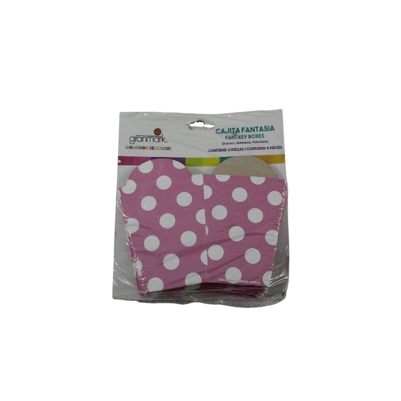 CAJA PALOMERA ROSA CON LUNARES BLANCOS