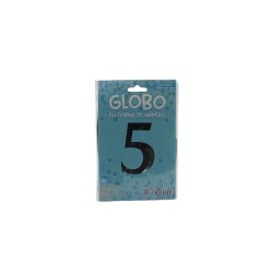 GLOBO 32 METÁLICO NÚMERO 5 PLATA