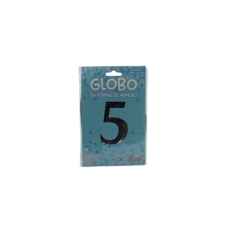 GLOBO 32 METÁLICO NÚMERO 5 PLATA