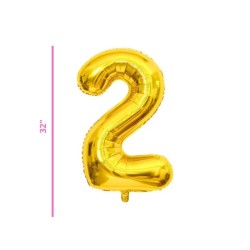 GLOBO 32 METÁLICO NÚMERO 2 ORO