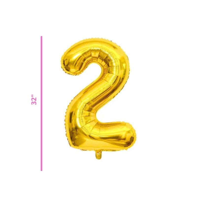 GLOBO 32 METÁLICO NÚMERO 2 ORO