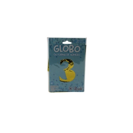 GLOBO 32 METÁLICO NÚMERO  3 ORO