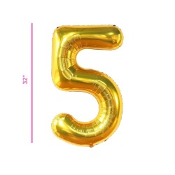 GLOBO 32 METÁLICO NÚMERO 5 ORO