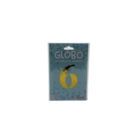 GLOBO 32 METÁLICO NÚMERO 6 ORO