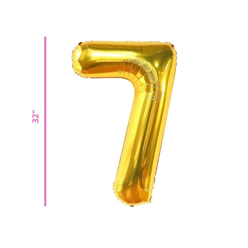 GLOBO 32 METÁLICO NÚMERO 7 ORO