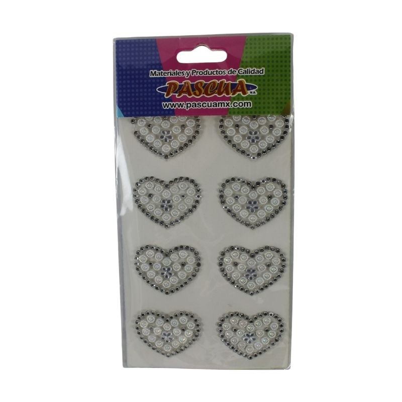 STICKER PIEDRA CORAZÓN BLANCO/PLATA
