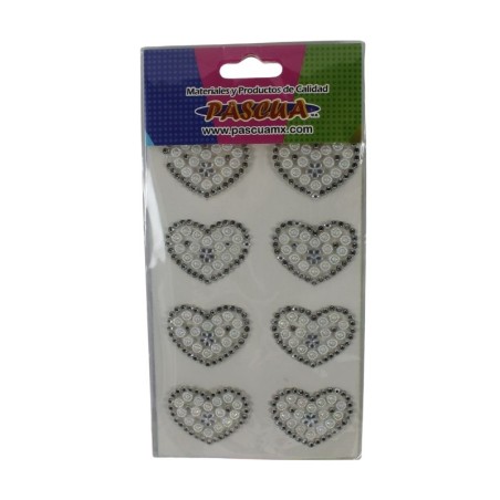 STICKER PIEDRA CORAZÓN BLANCO/PLATA