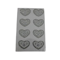STICKER PIEDRA CORAZÓN BLANCO/PLATA