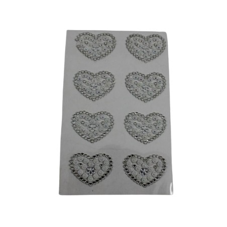 STICKER PIEDRA CORAZÓN BLANCO/PLATA
