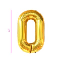 GLOBO 32 METÁLICO NÚMERO 0 ORO