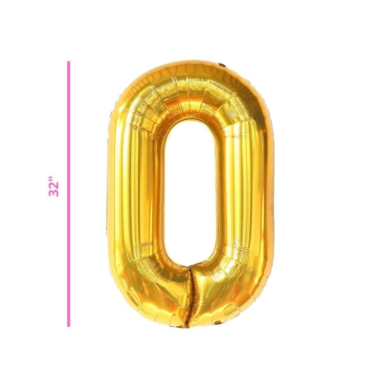 GLOBO 32 METÁLICO NÚMERO 0 ORO