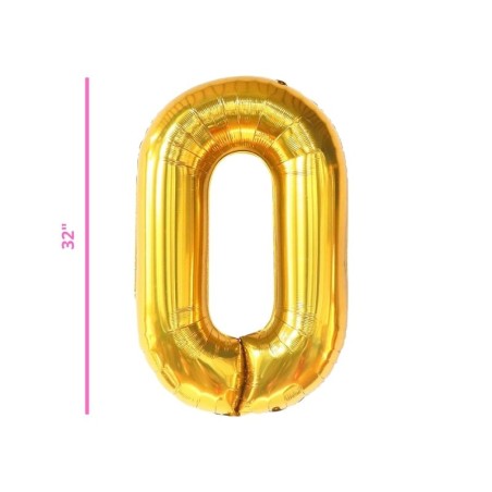 GLOBO 32 METÁLICO NÚMERO 0 ORO