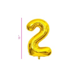 GLOBO 13 METÁLICO NÚMERO 2 ORO