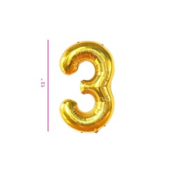 GLOBO 13 METÁLICO NÚMERO  3 ORO