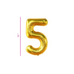 GLOBO 13 METÁLICO NÚMERO 5 ORO