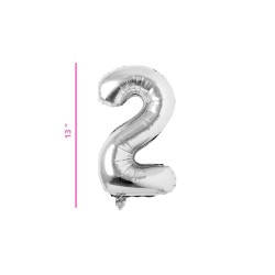 GLOBO 13 METÁLICO NÚMERO 2 PLATA