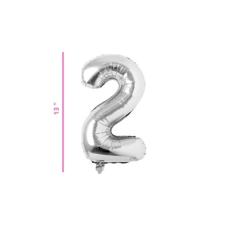 GLOBO 13 METÁLICO NÚMERO 2 PLATA