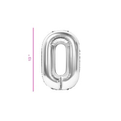 GLOBO 13 METÁLICO NÚMERO 0 PLATA