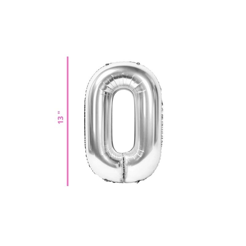 GLOBO 13 METÁLICO NÚMERO 0 PLATA