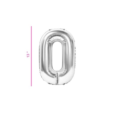 GLOBO 13 METÁLICO NÚMERO 0 PLATA