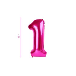 GLOBO 13 METÁLICO NÚMERO 1 FUCSIA