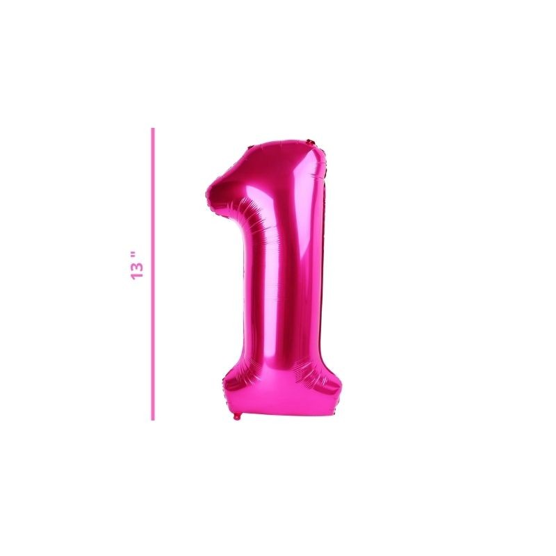 GLOBO 13 METÁLICO NÚMERO 1 FUCSIA