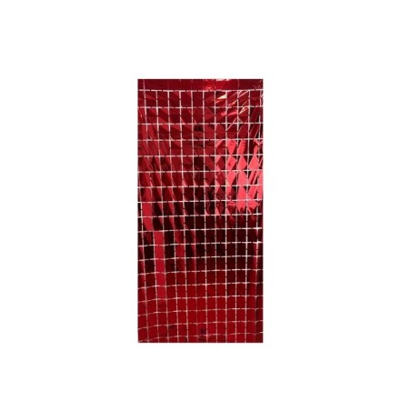CORTINA DE CUADROS ROJO