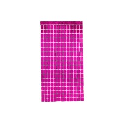 CORTINA DE CUADROS FUCSIA
