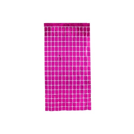 CORTINA DE CUADROS FUCSIA