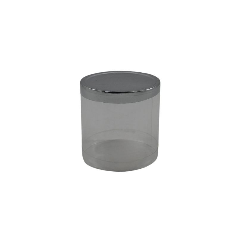 BOTE DE ACETATO CON TAPADERA PLATA