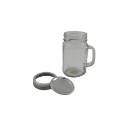 TARRO DE VIDRIO CON TAPA METÁLICA PLATA