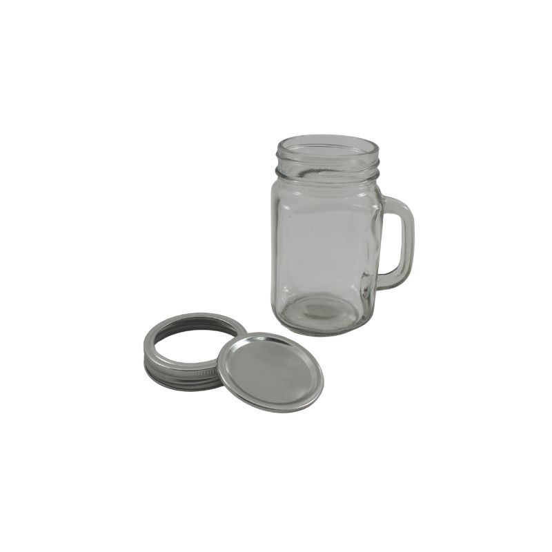 TARRO DE VIDRIO CON TAPA METÁLICA PLATA