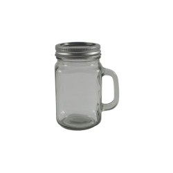 TARRO DE VIDRIO CON TAPA METÁLICA PLATA