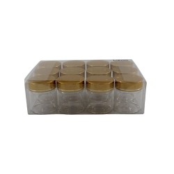FRASCO DE VIDRIO DE 2X1.85 CON TAPA METÁLICA DORADA