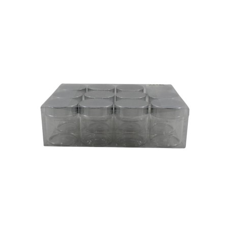 FRASCO DE VIDRIO DE 2X1.85 CON TAPA METÁLICA PLATA