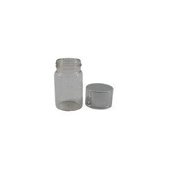 FRASCO DE VIDRIO DE 2X1.2 CON TAPA METÁLICA PLATA