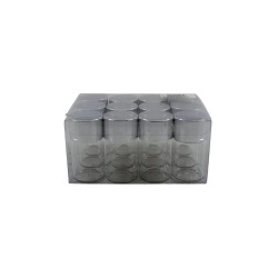FRASCO DE VIDRIO DE 2X1.2 CON TAPA METÁLICA PLATA