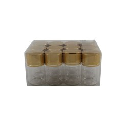 FRASCO DE VIDRIO 2X1.2 CON TAPA DORADA