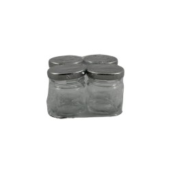 FRASCO DE VIDRIO MINI CON TAPA METÁLICA PLATA