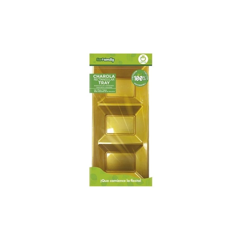 CHAROLA SECCIONAL RECTANGULAR  DORADO