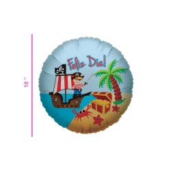 GLOBO 18 METÁLICO FELIZ DIA TEMATICA PIRATAS